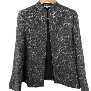 Austin Reed London-New York Womens Grey Black Leopard Animal Print Jacket Sz 12
